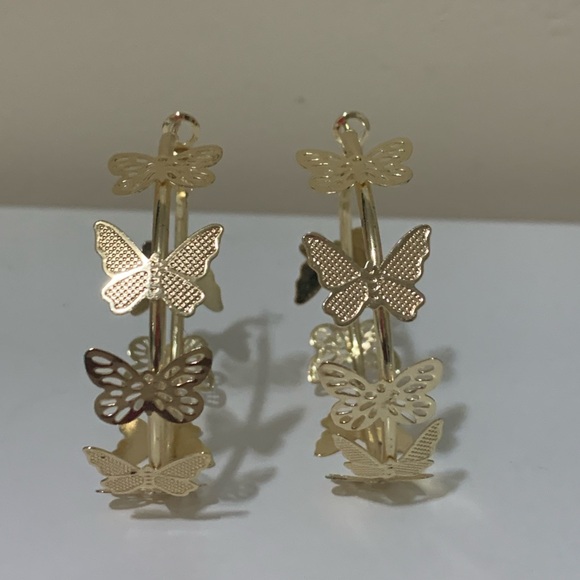 Butterfly hoop earrings - Picture 2 of 3